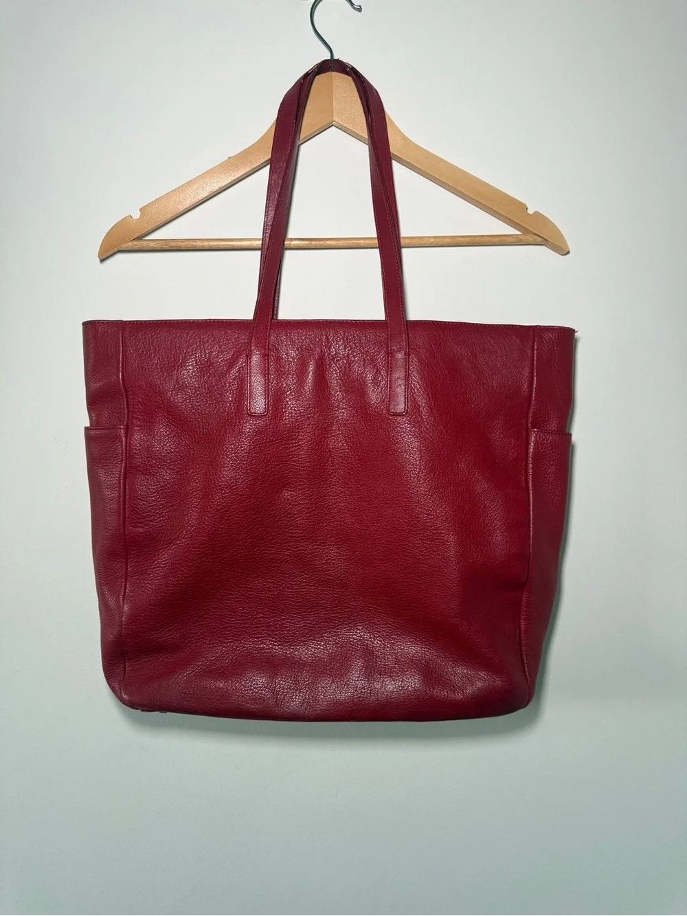 Express Design Studio Genuine Leather Red Large Tote Bag